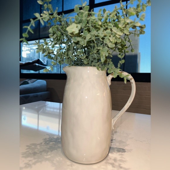 Other - Farmhouse Off White Neutral Glass Pitcher